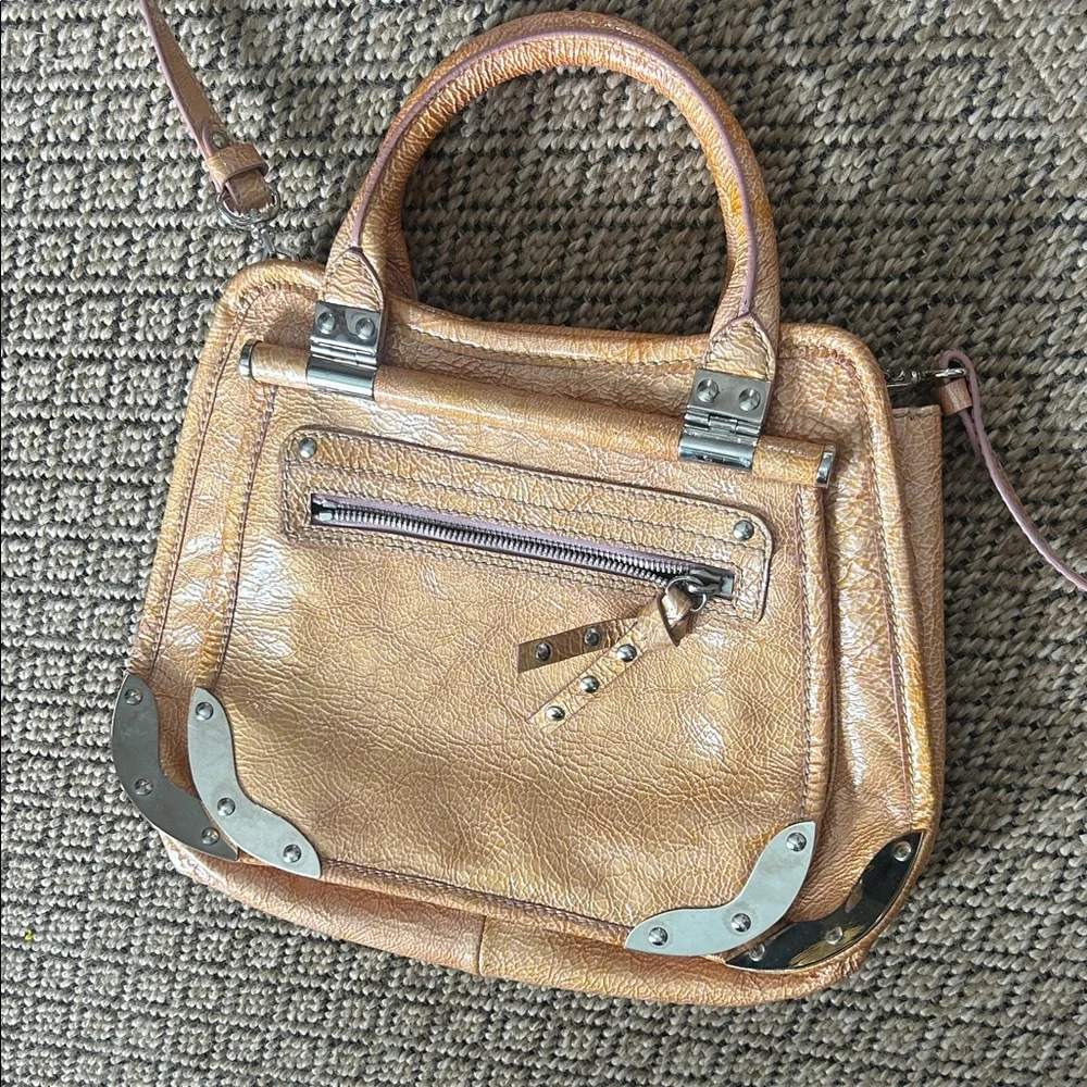 Non Signe Y2K Satchel Handbag Metal Accents Crossbody Strap